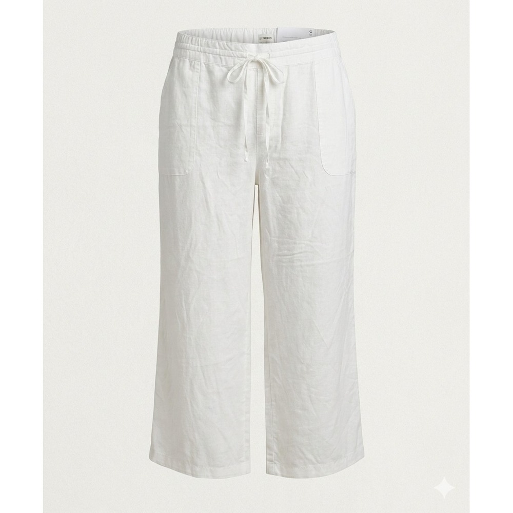 Liz Claiborne 315961 Women's White Linen Blend Wide Leg Capri Pants. NWT. Size L